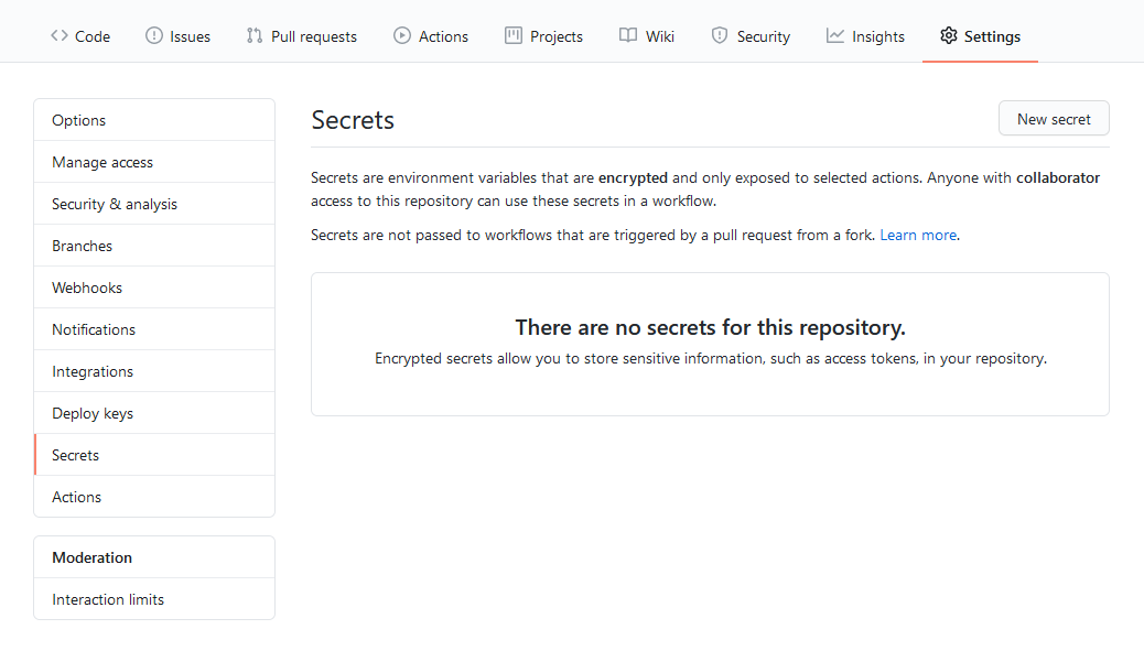 Before adding secrets